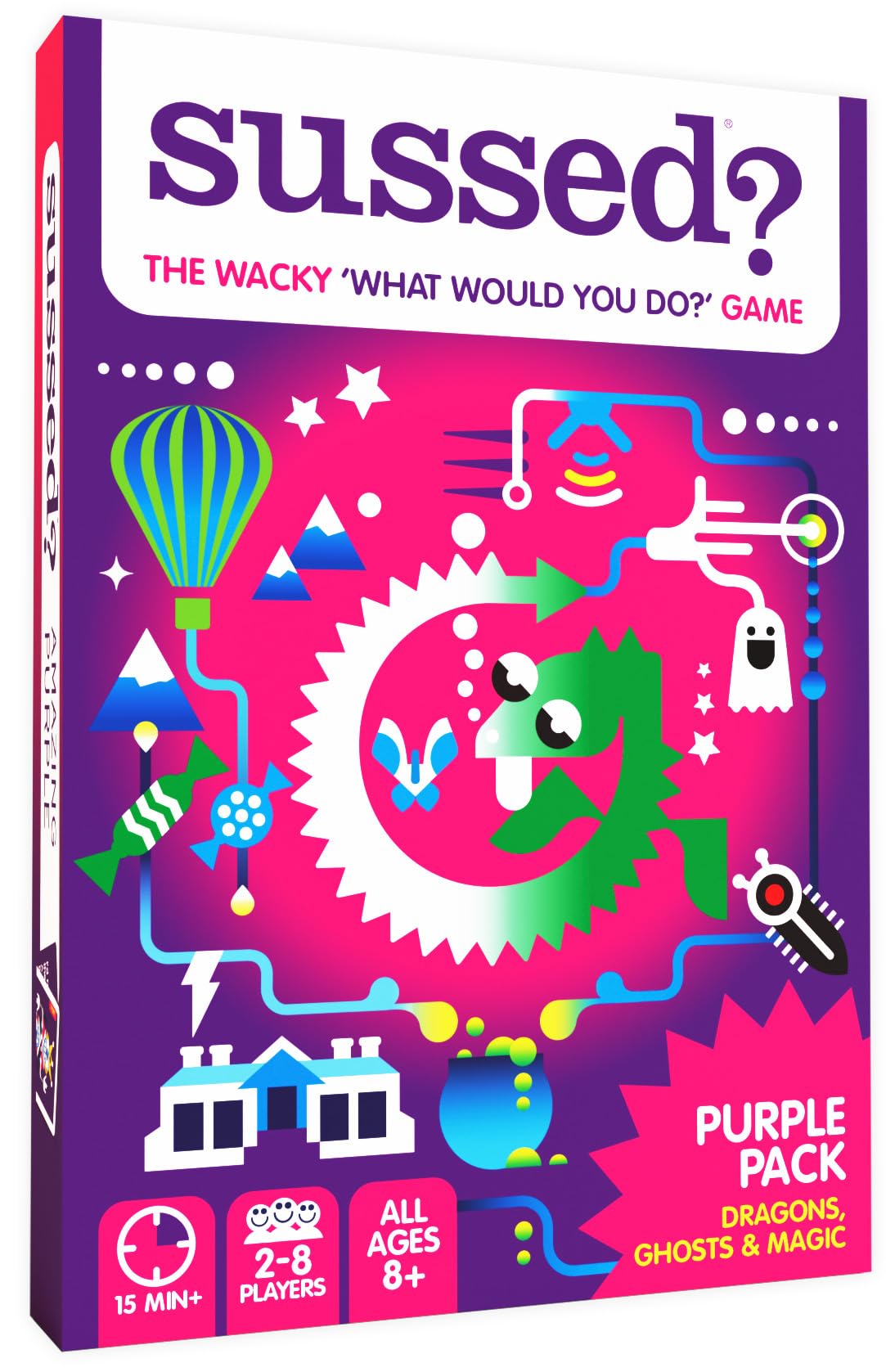 SUSSED Wacky ‘What Would You Do?’ Fantasy Card Game - Easter Gift for Girls, Boys & Tweens - For Kids Ages 8 and Up - 2-8 Players, 15-30 Min Playtime - Purple Pack: Dragons, Space & Magic