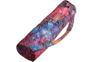 Hugger Mugger Batik Yoga Mat Bag - beautiful pattern, durable 100% cotton, full lining, adjustable strap, 2 extra zipper pockets
