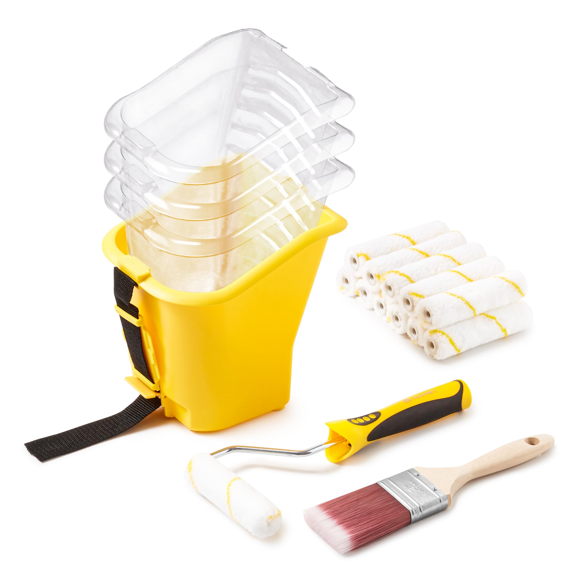 Photo 1 of Voomey 18 Pcs Paint Bucket Hand Held, Paint Cup 4 Inch, Paint Brush, Integrated Magnetic Brush Grip, Suitable for Decoration, Repairs, Small Paint and Coating Projects