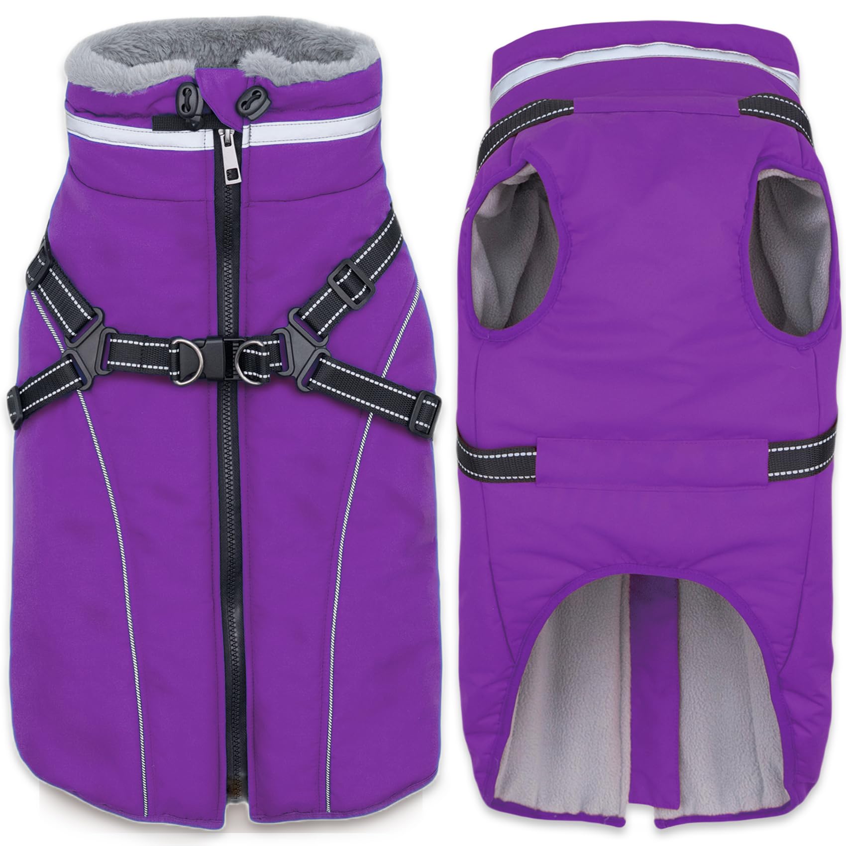 Photo 1 of Fragralley Dog Coat with Harness Built in, Waterproof Windproof Reflective Warm Puffer Jacket, Fleece Lined Vest Winter Parka for Small, Medium, Large Dogs?