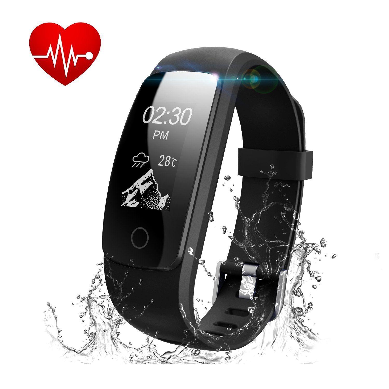 Chianruey Fitness Armband mit Herzfrequenz-Fitness Tracker Pulsuhr Aktivitätstracker mit Schlafüberwachung,Wasserdicht Bluetooth Fitness Armbanduhr mit Schrittzähler Kalorienzähler F¨¹r Damen/Herren