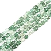 6-8mm Natural Green Aventurine Gem Stone Free Form Nuggets Tumbled Pebbles Spacer Semi Precious Irregular Beads for Jewelry Making 30 Inch(2 Strands)