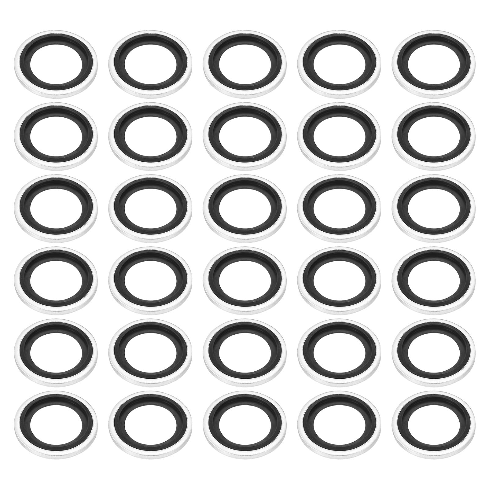 PATIKIL M16 Self-Centered Bonded Sealing Gasket, 30Pcs NBR Metal Bonded Sealing Washers Automotive Washers for Mechanical, Plumbing, Cylinder Repairs