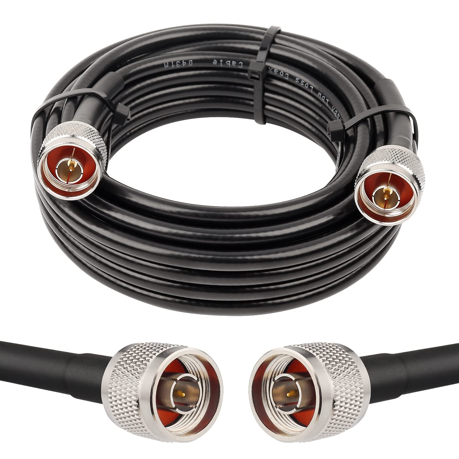 MOOKEERF N Cable, 20ft N Male Cable, KMR240 Low Loss N Male to N Male Cable, 50 ohm Jumper Cable Antenna Cable