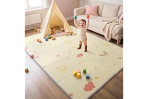 Extra Large Foldable Play Mat, Reversible Baby Play Mat with Edge Reinforcement, Non-Toxic & Waterproof Baby for Floor, Foam 