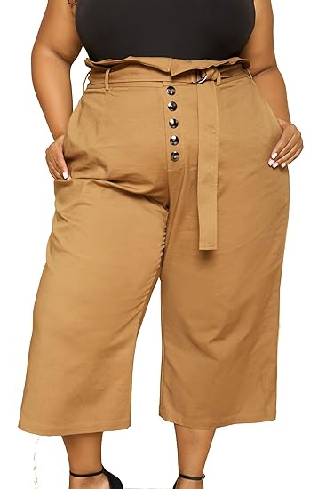 high waisted paperbag trousers plus size