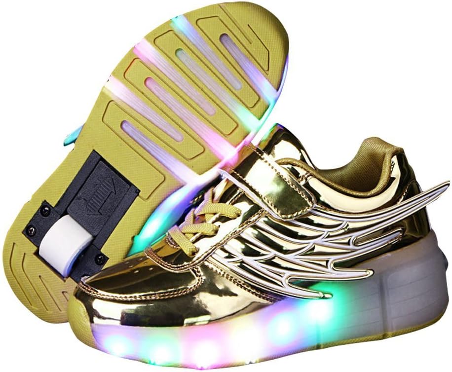 pit4tk LED Light Up Single/Double Wheel Roller Skate Shoes Fashion Sports Flashing Sneaker Boys Girls Kid
