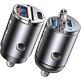 MRGLAS 2-Pack 90W USB C Car Charger, Super Mini Metal USB C Car Charger Fast Charging Adapter [PD+QC]&[Dual PD],Cigarette Lighter Compatible with iPhone 17 16 15 Pro Max iPad Air Samsung S25 Ultra
