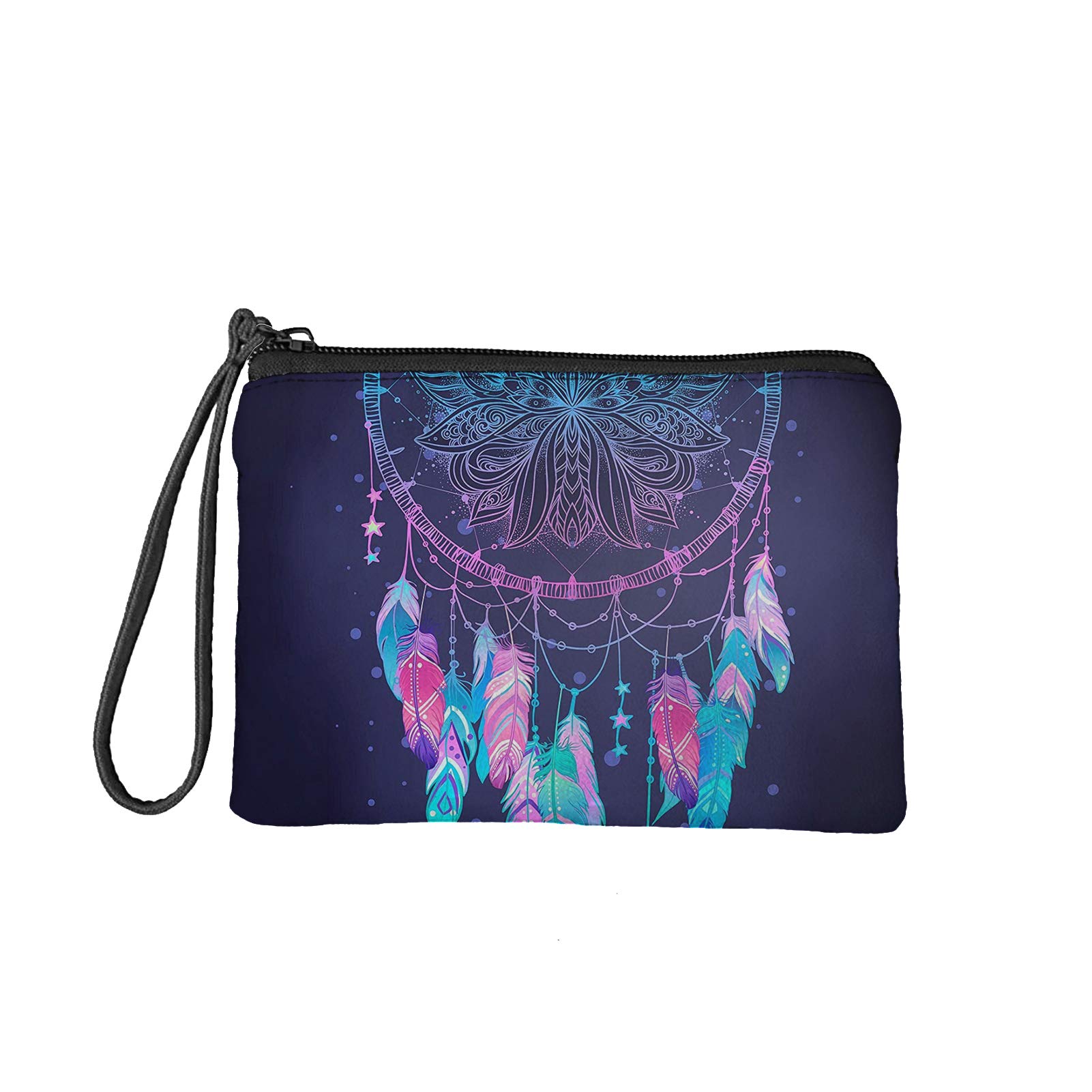 Jeiento Boho Style Dreamcatcher Small Coin Purse Coin Money Phone Clips Clutch Handbag Make Up Toiletry Organizer Bag for Womens Girls Purple