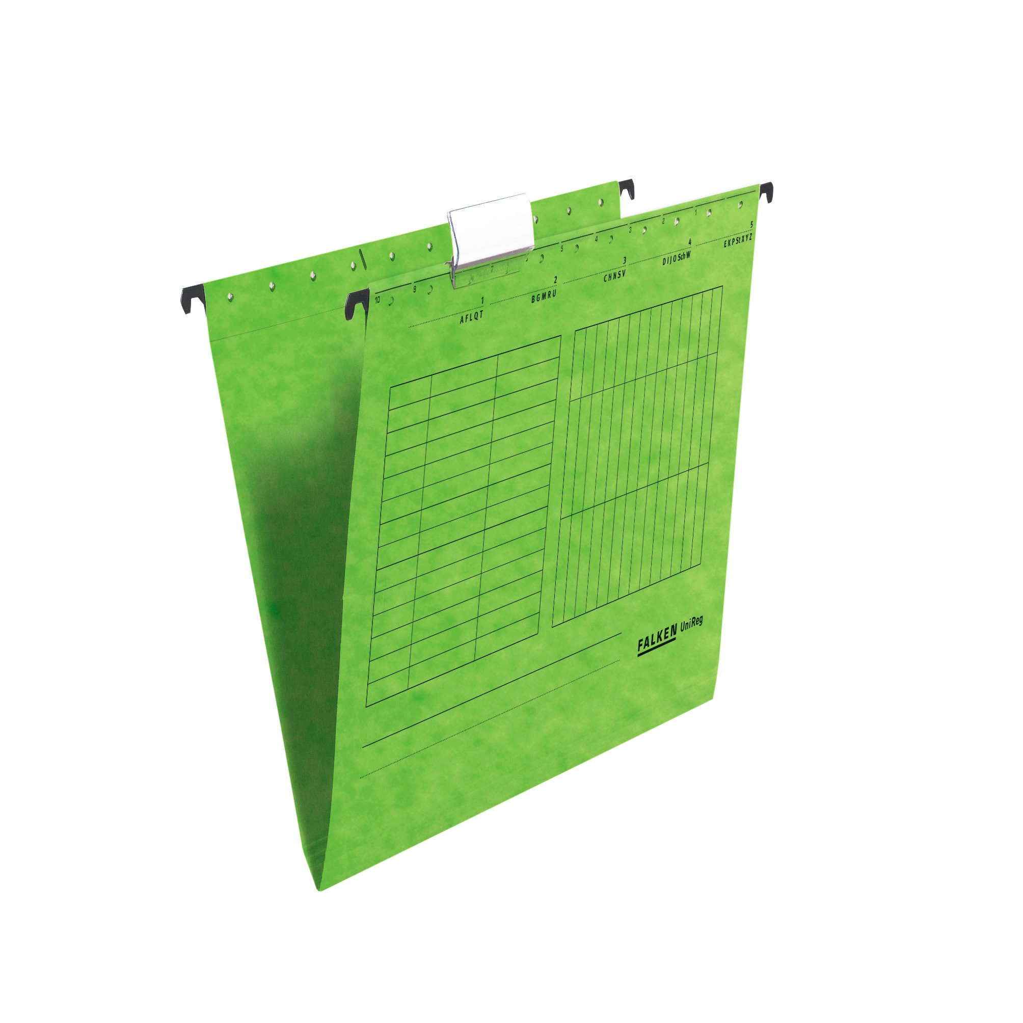 Exacompta - Ref 80002520001F - FALKEN - UniReg Suspension Hanging Files - Suitable for A4 Documents, 230gsm Recycled Kraft Card, Blue Angel Certified - Green (Pack of 25)