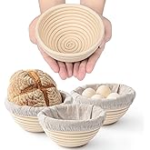 Mini Banneton Basket (5 Inch, Set of 4) – Round Banneton Bread Proofing Set, Perfect for Bread Bowl and Small Sourdough Loave