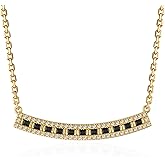 Fettero Dainty 14K Gold Plated Cubic Zirconia Necklaces for Women, Simple Bar Pendant Necklace, Mix-color Rainbow Jewelry Gold Necklace for Women Trendy Gifts