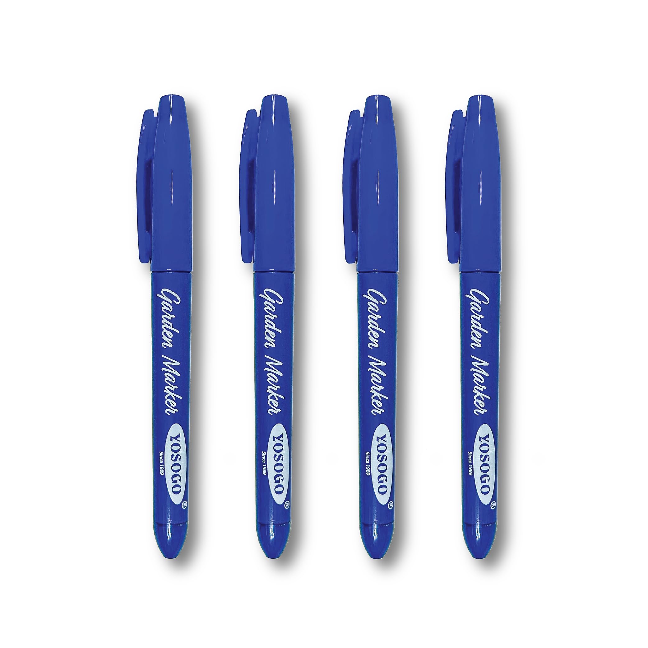 YOSOGO Permanent Garden Marker, Fine 1.0mm, Permanent Outdoor Marker Write on Any Surface (Pack of 4, Blue)