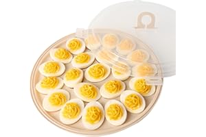 HAKSEN Deviled Egg Tray with Lid, Deviled Egg Platter Brown Egg Carrier 22 Slots for Refrigerator Home Kitchen Camp