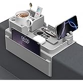 Couch Arm Cup Holder CLESOO Couch Arm Tray Anti-Slip Couch Cup Holder Silicone Sofa Armrest Tray Dual Side Pocket Couch Drink Holder Sofa Caddy Arm Remote Holder Snack Caddy with Phone Holder Grey