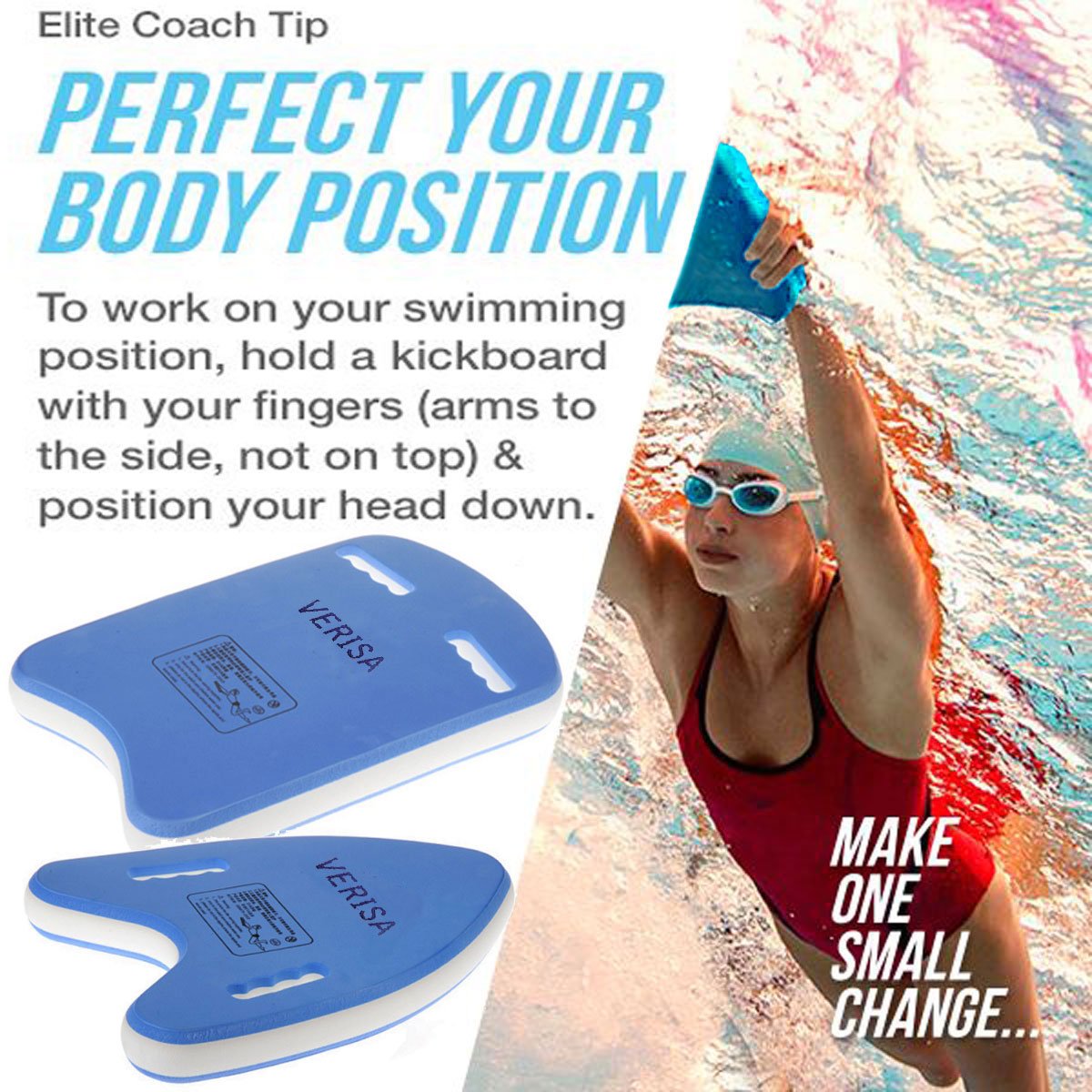 Kickboard Pool Training Water Sports Easy Grip Float Board Swimming Training / Learner Suitable for Adult, Children and Fun inc Light Backpack Sport Bag/Drawstring (A)