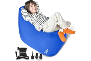TED KANGAROO Sensory Chair for Kids – Inflatable Peapod Calming Chair with Electric Air Pump, Sky Blue Cloth Cover