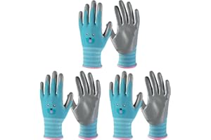 ANDANDA Kids Gardening Gloves, Nitrile Coated Children Yard Work Gloves with Grip, Suitable for Toddlers, Children, Girl, Boy
