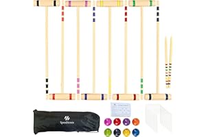 SpeedArmis Croquet Party Set for 8 Players - Made of Long-Lasting Pine Wood, Family Fun for Backyards, Camping and More, Come