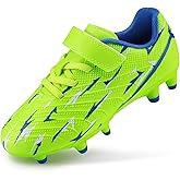 STELLE Boys Girls Soccer Cleats Firm Ground Kids Soccer Shoes Athletic Outdoor Lightning Pattern Football Shoes for Toddler/Little/Big Kid