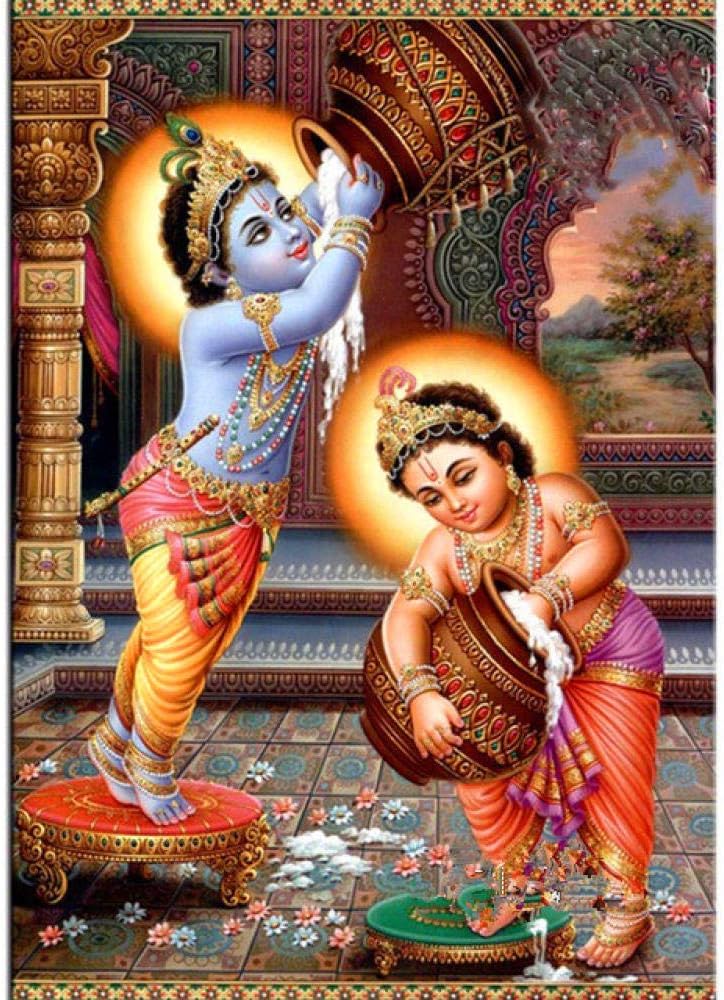 DIY Diamond Painting by Numbers Kits Needlework Embroidery Fullcross Stitch Lord Krishna 5D Crystal Round Rhinestones Mosaic