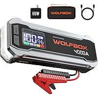 WOLFBOX MV24 4000A Jump Starter,12V Car Booster Pack with 65W Quick Charger,LED Display,24000mAh Portable Jump Starter Batter