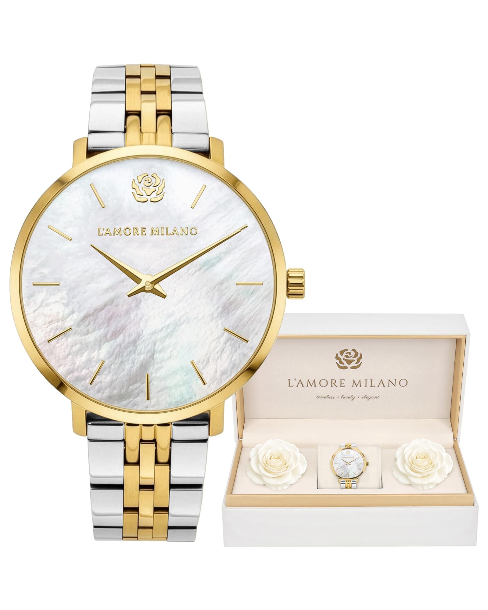 L'AMORE MILANO - Watches for Women Lovely Christmas Gifts - 36mm Ladies Watches Rose Box Gifts for her - Ladies Watch Gold, Rose Gold, Silver