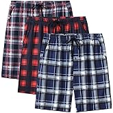 MoFiz Men's Sleepwear Shorts Pajama Bottom Lounge Short Plaid Button Open Fly 3Pack