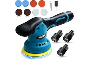 HAZFAS Cordless Polisher, Cordless Car Buffer Polisher Kit with 3pcs Battery,Buffer Polisher for Car Detailing, Pulidora de Autos Blue