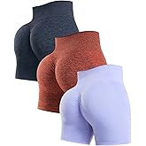 YNNTHY 3 Piece Gym Shorts Women High Waisted Scrunch Butt Workout Shorts Seamless Yoga Biker Shorts