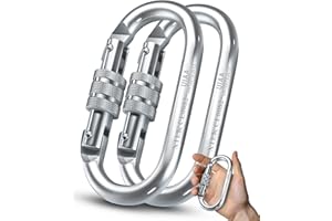 XTEK CLIMBING Climbing Carabiner – UIAA CE Rated 25kN/5620LB – Heavy Duty Twist Locking Carabiner Clip - Industrial Strength Large Steel Oval Carabiners - Rock Climbing Caribeener Clips for Rigging, Ropes