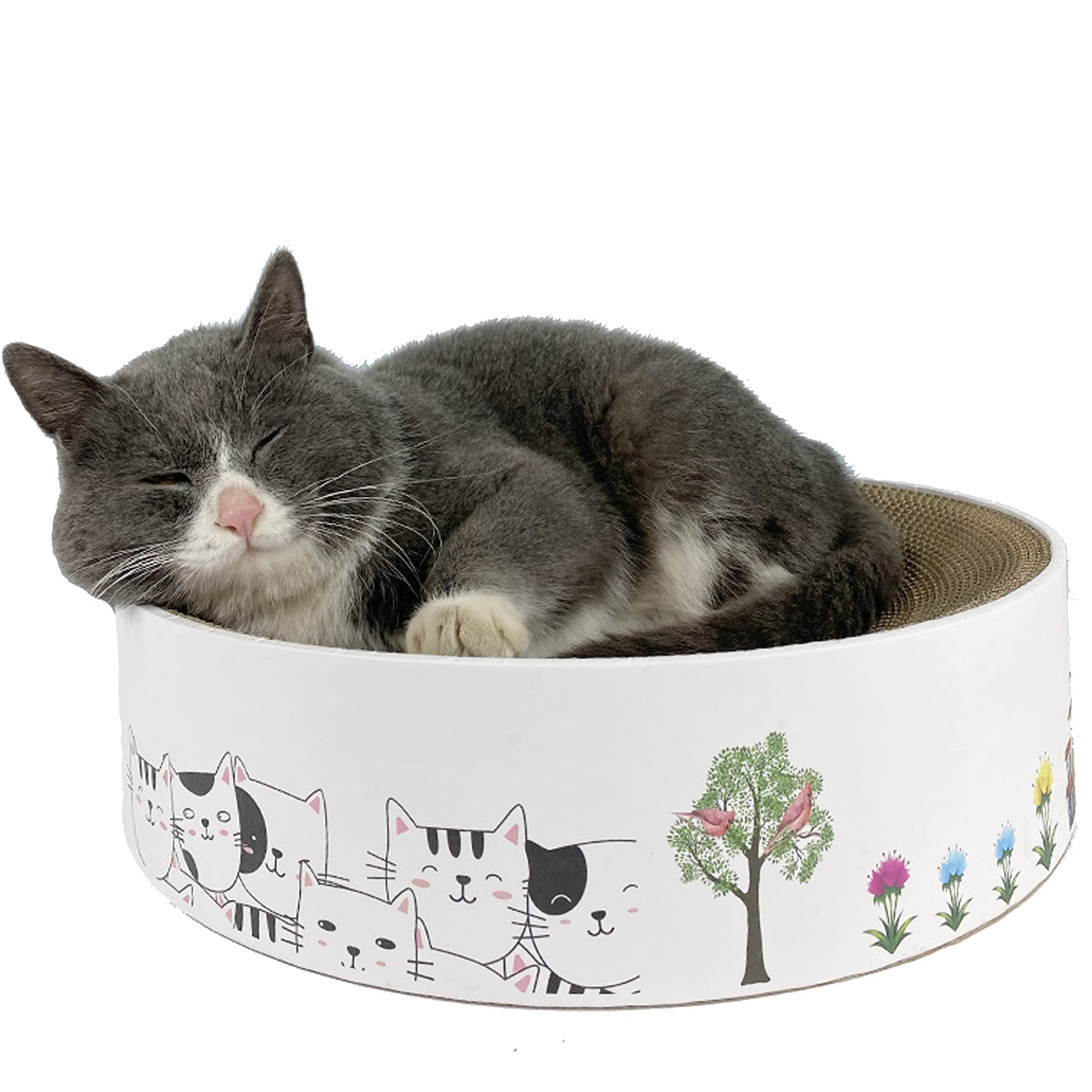 FGXY Round Corrugated Cardboard Scratcher, Cardboard Cats Scratching Post, Scratching Pad Corrugated Scratchers, Cat Toys Sunken Round Bowl Shape, Scratch Board Sleeping Nest Corrugated Paper 33*6cm