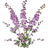 CITYES 3 Pcs Delphinium Artificial Flowers Bulk 35" Long Stem Silk Larkspur Flowers Purple Artificial Snapdragon Flower Stems Faux Bouquets for Tall Vase Floral Arrangements Home Outdoor Wedding Decor