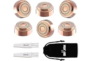 Gurelax Replacement Heads for Finishing Touch Flawless Gen2, Replacement Blades for Facial Hair Remover Device for Women, 18k Gold Replacement Heads with Flannel Bag
