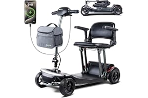 ScootNGo Foldable Mobility Scooter for Seniors & Adults, 4 Wheel 44 lbs Lightweight Electric Scooter, Airline Approved, Remov