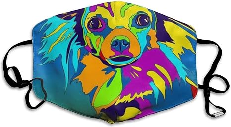 Multi Color Long Haired Chihuahua Dog Fashion Earloop Face Masks
