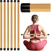 Hiboom 6 Pcs 26 Inch Yoga Stick Natural Bamboo Exercise Stick with Non-Slip Rubber Ends Stretching Tool Posture Corrector Stretch Tool for Flexibility, Workout, Balance Fitness