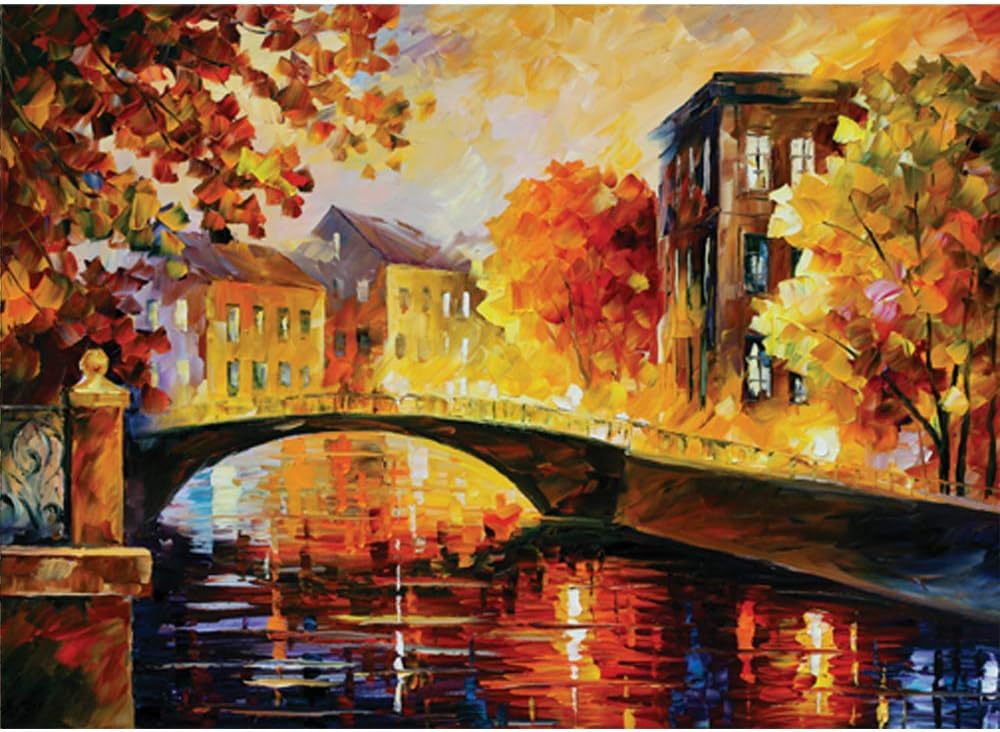 Puzzle 1000 Piece Jigsaw Puzzle for Kids Adult – Autumn Scenery by The Bridge Jigsaw Puzzle