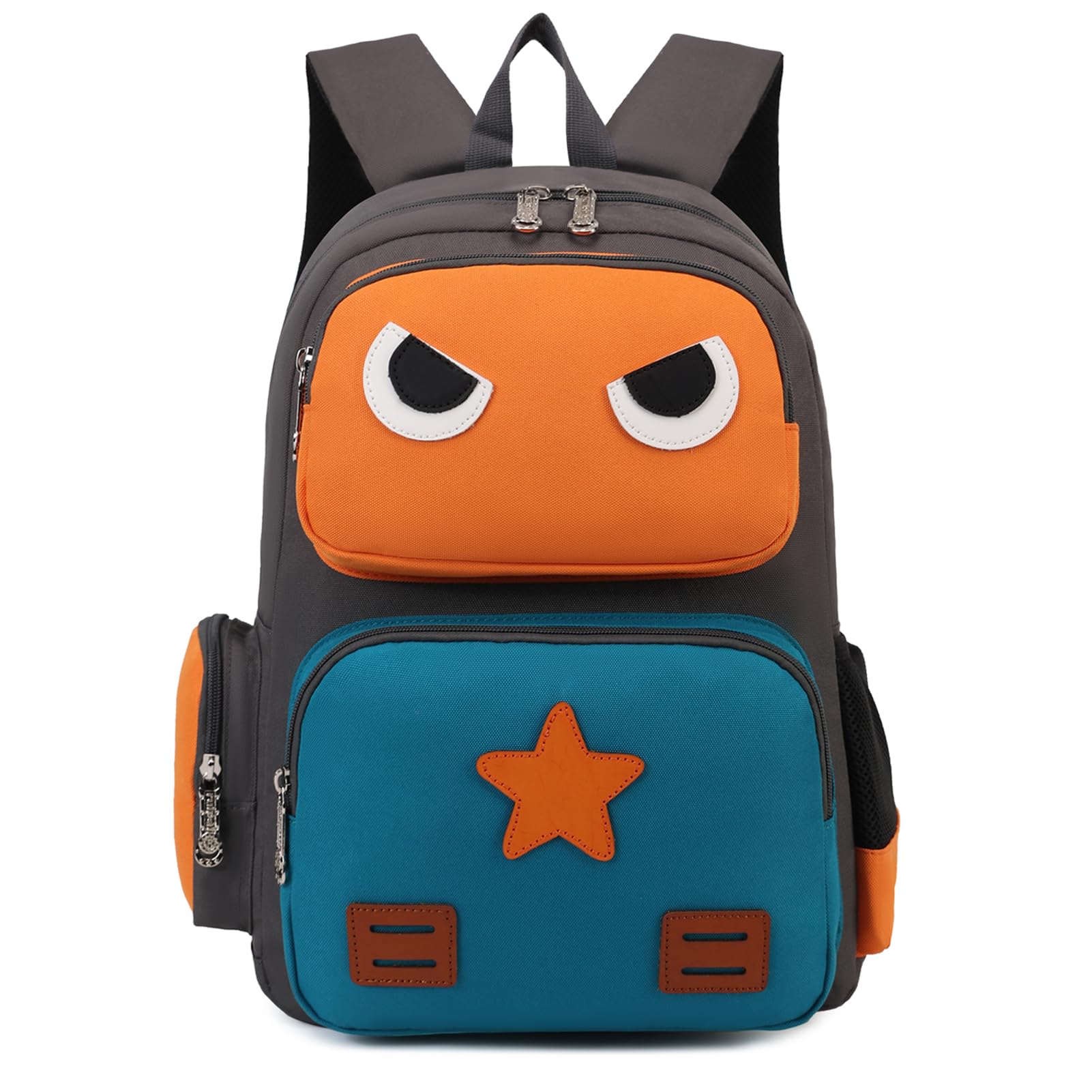 SIVENKE Kid's Backpack Children School Bag for Boys (Orange and Green)