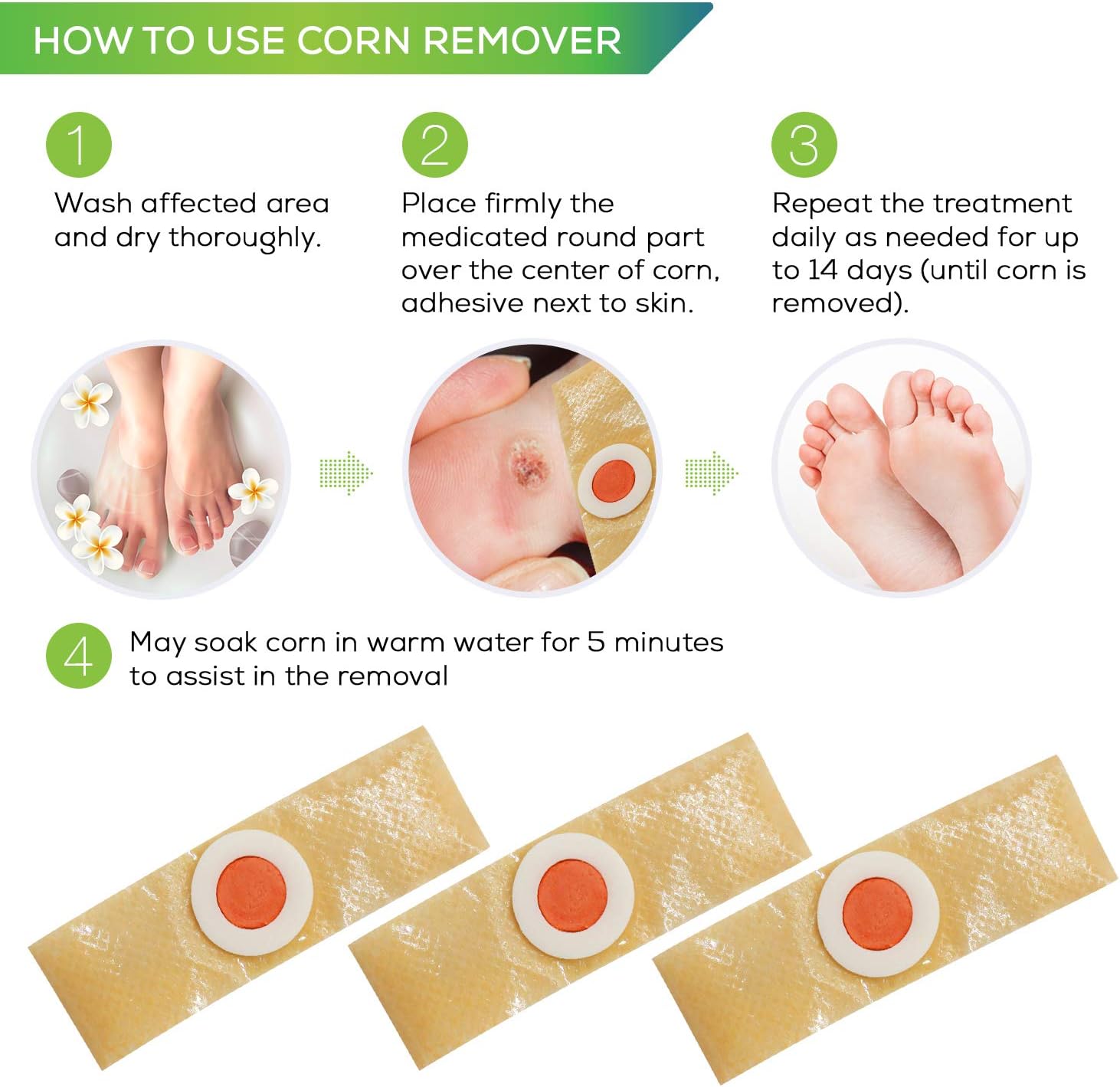 Samsali Corn Remover, 42 Corn Remover Pads, Toe Corn and Callus Removal, Corn Treatment Pads, Best Corn Remover Pads for Foot Corn Removal, 42 Pads: Health & Personal Care