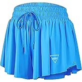 Womens 2 in 1 Flowy Athletic Shorts with Pocket Butterfly Running Workout Shorts Sweat Spandex Lounge Gym Yoga Summer Skirts