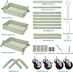 Foldable 3 Tier Rolling Cart, Metal Utility