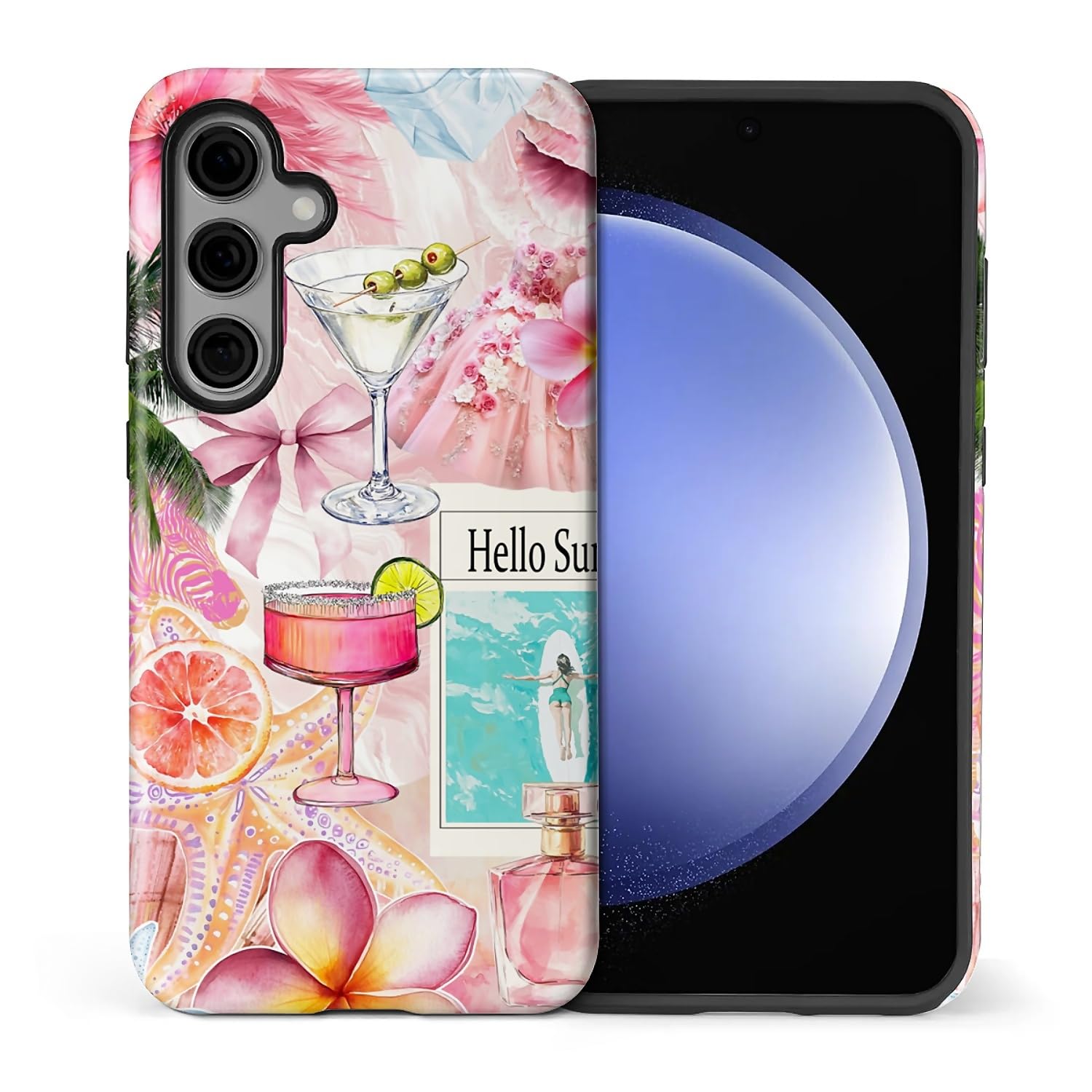 casesok for Samsung Galaxy S23 FE Case,Dual-Layer Hard Shell + Silicone Phone Cover,Full Body Protection Shockproof Case for Samsung Galaxy S23 FE-Cute Pink Aesthetic Collage