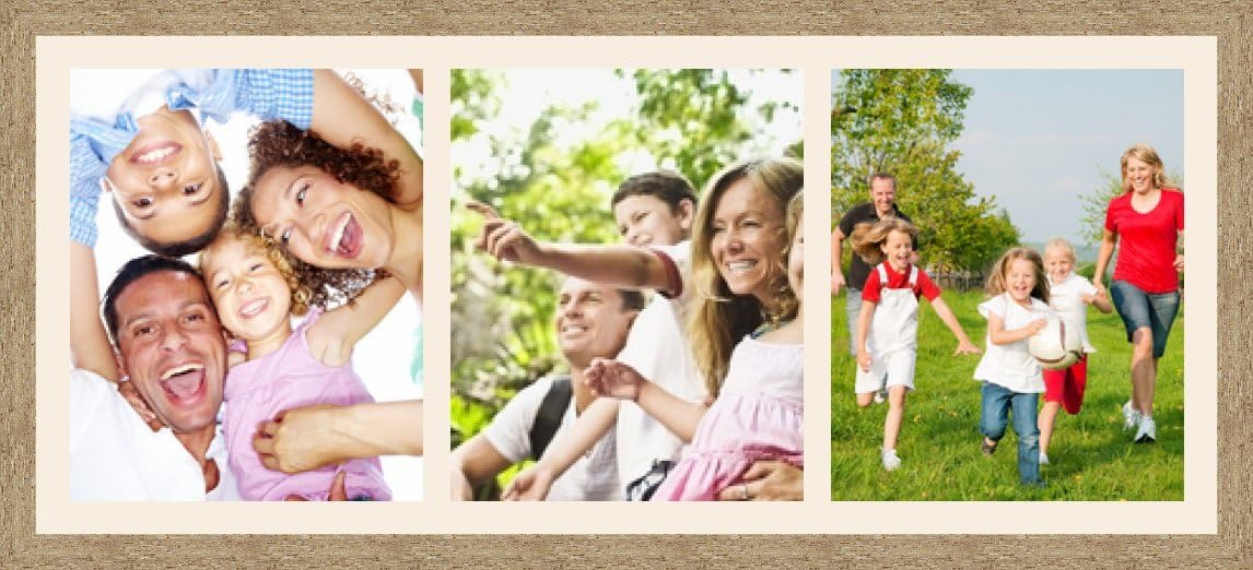 Picture frames Pêle Mêle multivues3 Photo 8x13 Goes Everywhere Wall Photo Frame, Natural Beige, Wood, Chantilly cream, 3 - 35x43