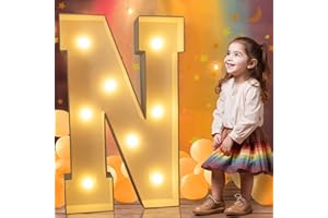 LEDIDO 3FT Marquee Light Up Letters, Large Marquee Letters for Party Decoration, Mosaic Letters for Birthday, Light Up Large Block Letters for Baby Shower Wedding Decor, Pre-Cut Frame Light Up Letters N