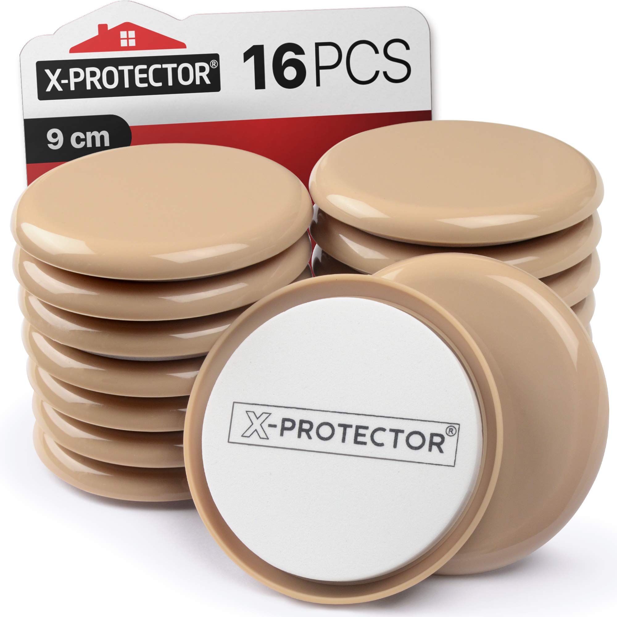 Furniture Sliders for Carpet X-PROTECTOR – Moving Pads 16 pcs 9cm Sliders for Furniture - Move Your Furniture Easy with Reusable Furniture Movers Sliders for Carpets! — image 1