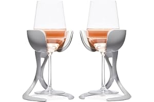 VoChill Stemmed Wine Glass Chiller | Keep the Chill Without Giving Up Your Glass | New Must-Have Wine Accessory | Separable & Refreezable Chill Cradle | Actively Chills Stemware | Stone, Perfect Pair