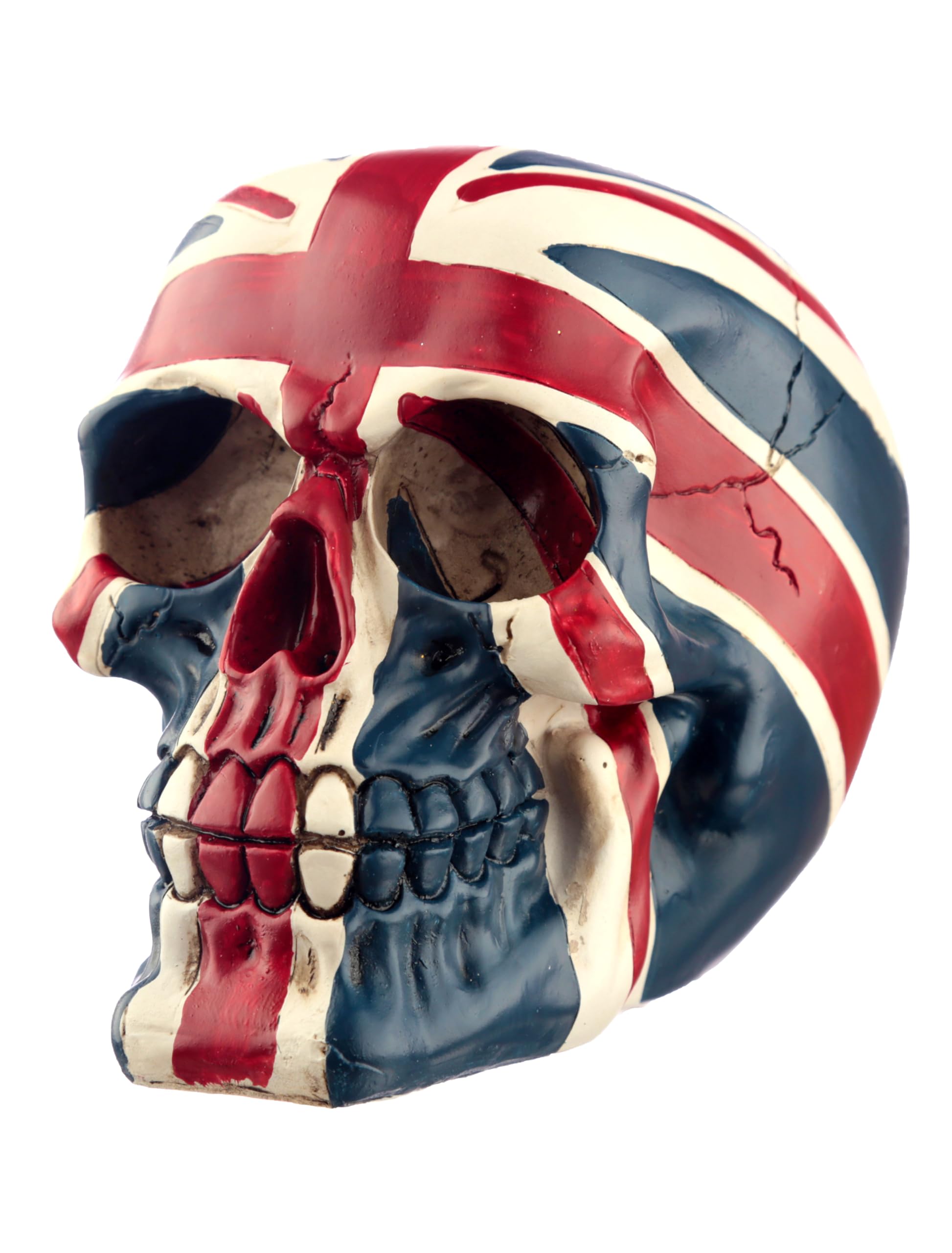 Puckator Gruesome Union Flag Skull Decoration - Home Decoration- Desk Skull Ornament - Plastic Skull - Gothic Home Accessories - Mini Skulls - Human Skeleton Head - Goth Gifts For Men - Union Jack