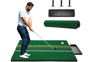 JFHID 5×4/5×5FT Elite Golf Hitting Mats Professional Golf Mats Practice Outdoor Indoor 𝙬𝙞𝙩𝙝 𝘼𝙪𝙭𝙞𝙡𝙞𝙖𝙧𝙮 𝙡𝙞𝙣𝙚, Golf Driving Turf Grass Matt Simulators for Home with 3 Tees and Tray