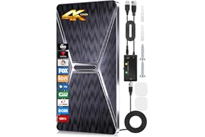 AXEVOI TV Antenna Indoor Digital, 950+ Miles 2X Long Range, Smart Antenna for Free Local Channels, Best Indoor Outdoor Antenna HDTV 4K 1080p All TV - 90% Improved TV Signals Amplifier